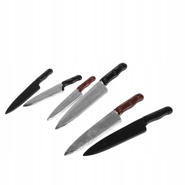 Set 6 Mini Coltelli da Cucina Realistici per Casa delle Bambole in Resina