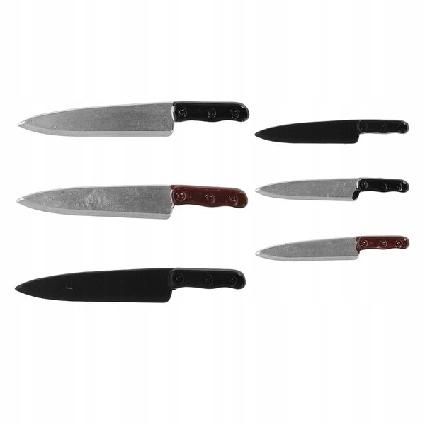Set 6 Mini Coltelli da Cucina Realistici per Casa delle Bambole in Resina