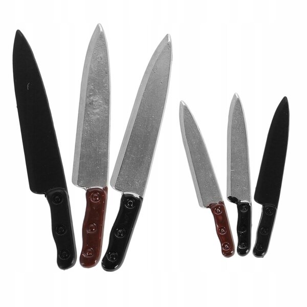 Set 6 Mini Coltelli da Cucina Realistici per Casa delle Bambole in Resina