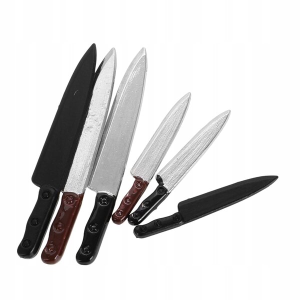 Set 6 Mini Coltelli da Cucina Realistici per Casa delle Bambole in Resina