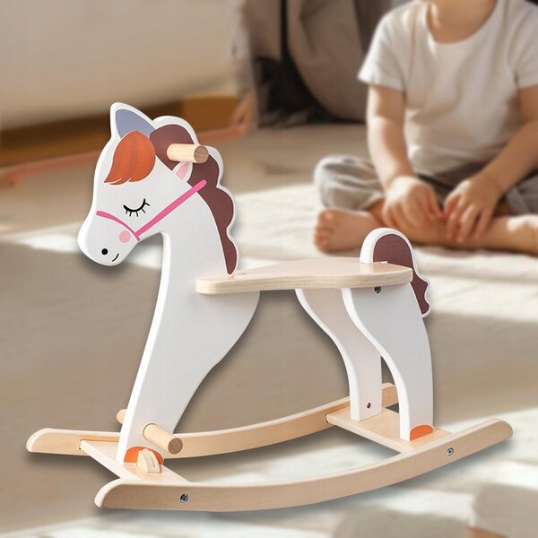 Cavallo a dondolo in legno - giocattolo durevole da cavalcare da bambino
