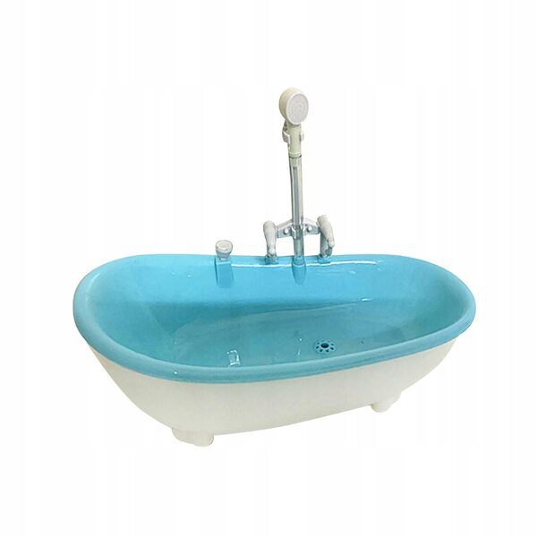 Miniatura Vasca da Bagno per Casa delle Bambole 1/6 Blu con Accessori Decorativi