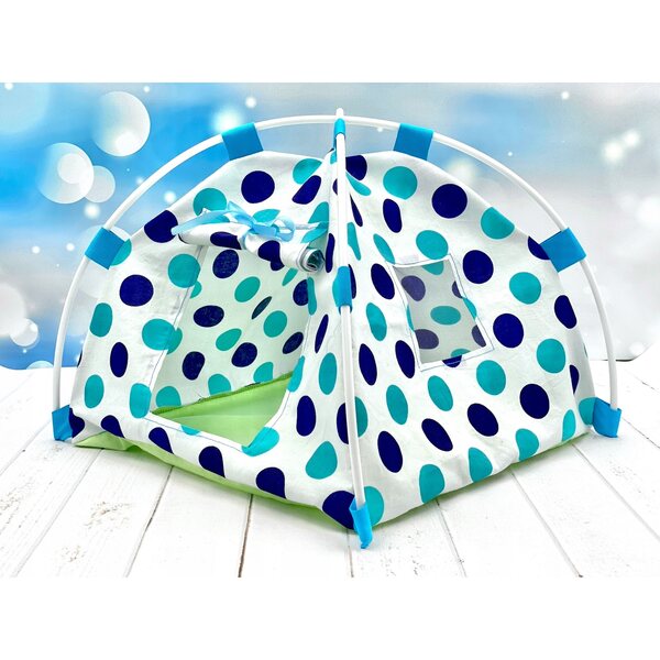 Namiot per bambole fino a 30 cm, pieghevole in tessuto blu resistente