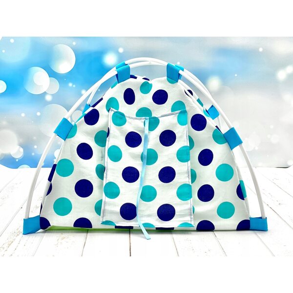 Namiot per bambole fino a 30 cm, pieghevole in tessuto blu resistente