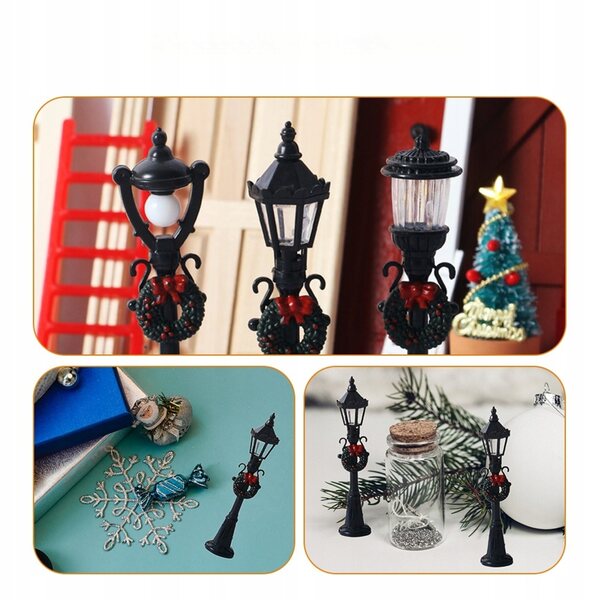 Mini Modelli Lampioni Stradali in ABS per Decorazioni Creative - Set 2 Pezzi