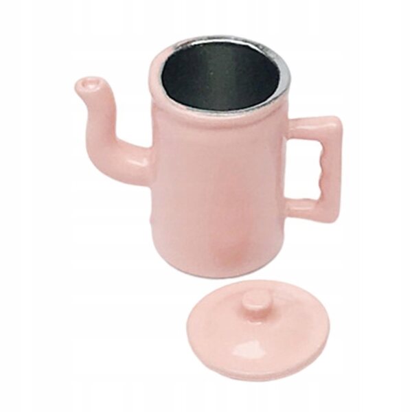 Hochwertige Puppenhausminiatur im Maßstab 1:12 mit rosa metallischem Wasserkocher