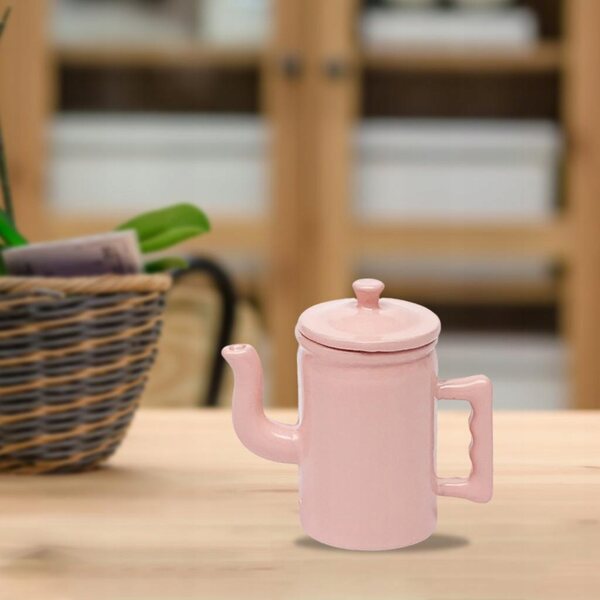 Hochwertige Puppenhausminiatur im Maßstab 1:12 mit rosa metallischem Wasserkocher