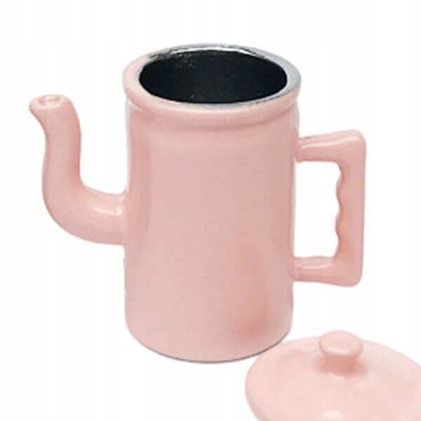 Hochwertige Puppenhausminiatur im Maßstab 1:12 mit rosa metallischem Wasserkocher