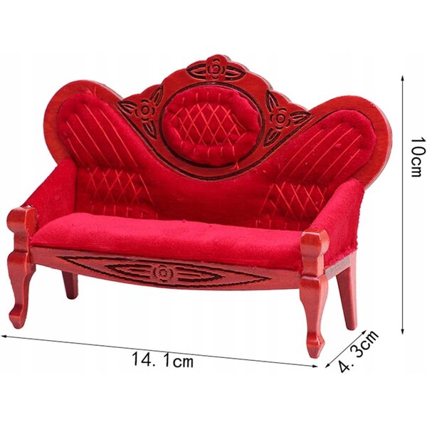 SOFA DO DOMKU DLA LALEK makiety miniaturowa kanapa meble vintage salon