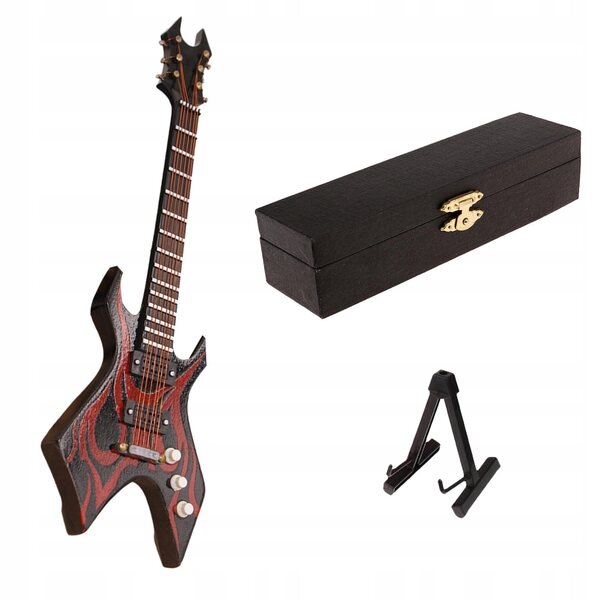 1:6 Puppenhaus-Modell einer E-Gitarre aus Holz mit Ständer