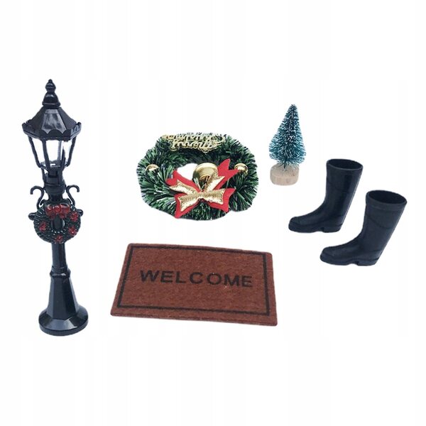 Miniature Accessori Natale per Casa delle Bambole Scala 1:6 con Albero e Decorazioni