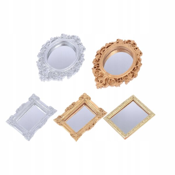 Set 5 Specchi Decorativi Vintage per Mini Casa, Accessori Retro in Plastica