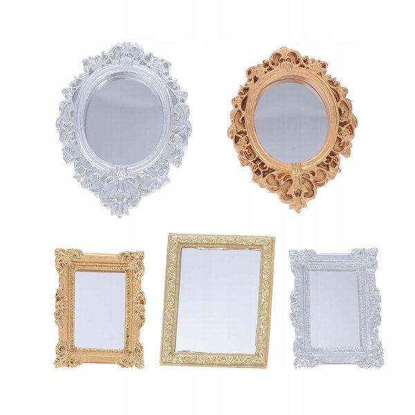 Set 5 Specchi Decorativi Vintage per Mini Casa, Accessori Retro in Plastica