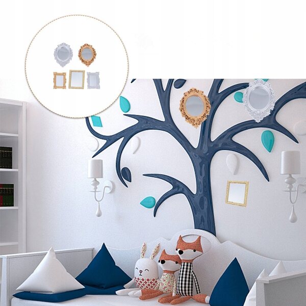 Set 5 Specchi Decorativi Vintage per Mini Casa, Accessori Retro in Plastica