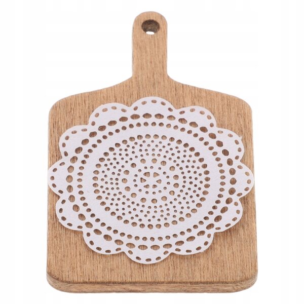 Mini Taca in Legno con Pizzo per Casa delle Bambole, Accessorio Cucina