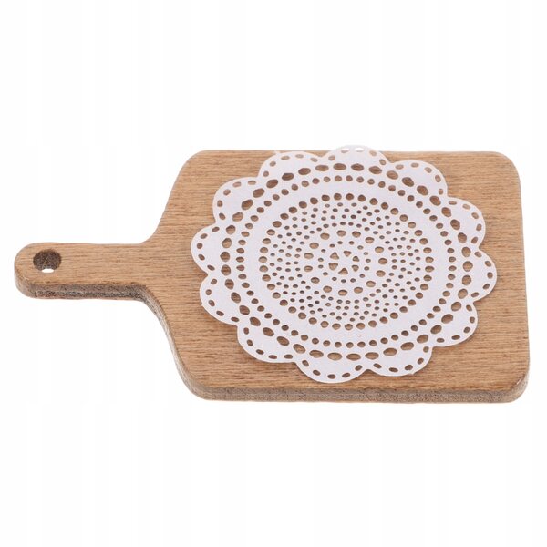 Mini Taca in Legno con Pizzo per Casa delle Bambole, Accessorio Cucina