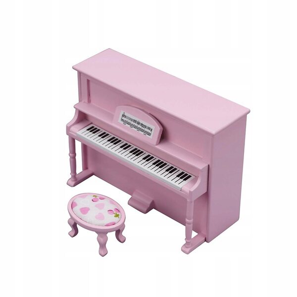 Miniatura pianoforte con sedia in legno per casa delle bambole scala 1:12
