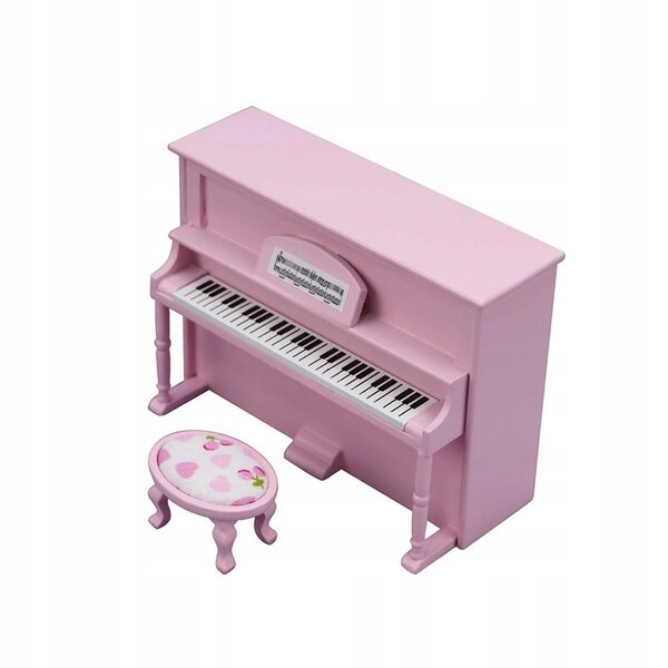 Miniatura pianoforte con sedia in legno per casa delle bambole scala 1:12