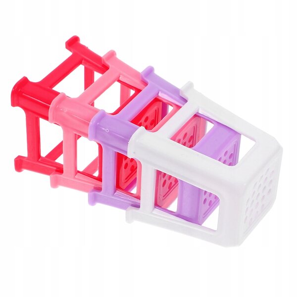 Set 4 mini sedie e sgabelli in plastica multicolore per casa delle bambole