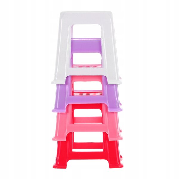 Set 4 mini sedie e sgabelli in plastica multicolore per casa delle bambole