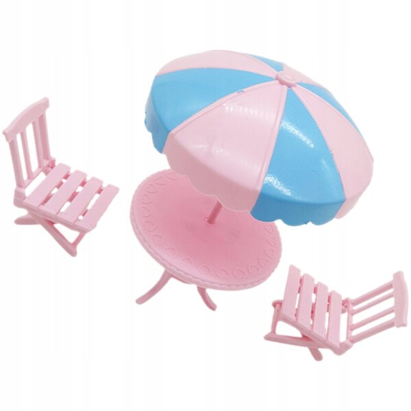 Pink Dukkehus Mini Plastic Strandmøbelsæt