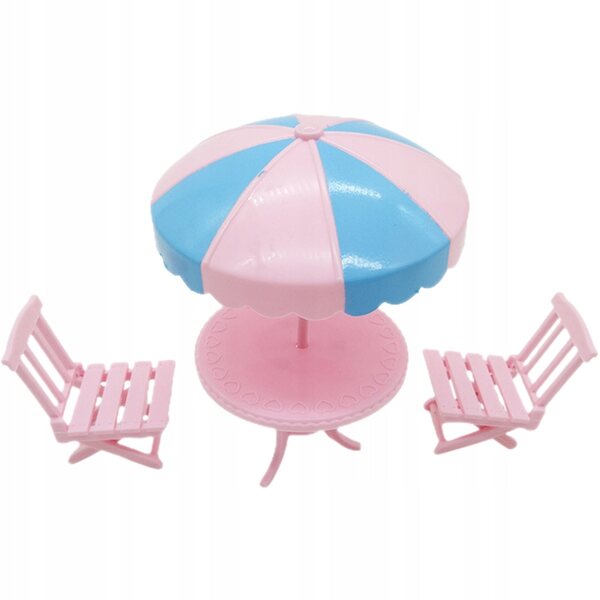Pink Dukkehus Mini Plastic Strandmøbelsæt