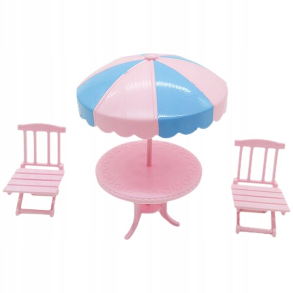 Pink Dukkehus Mini Plastic Strandmøbelsæt