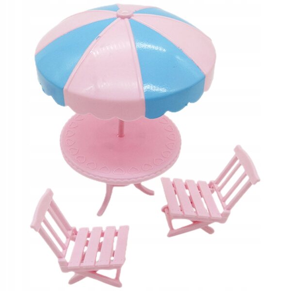Pink Dukkehus Mini Plastic Strandmøbelsæt
