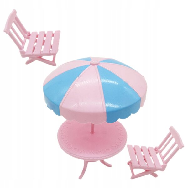 Pink Dukkehus Mini Plastic Strandmøbelsæt