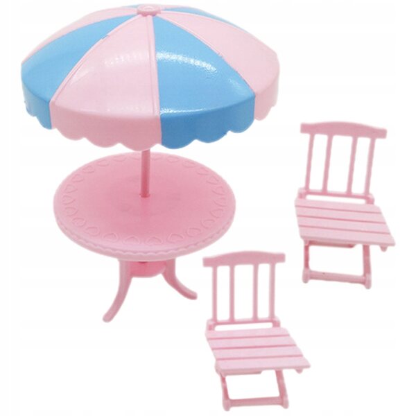 Pink Dukkehus Mini Plastic Strandmøbelsæt