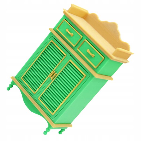 Miniatura mobile retro verde per scarpe in plastica per casa delle bambole 1:12