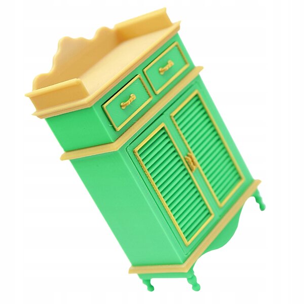 Miniatura mobile retro verde per scarpe in plastica per casa delle bambole 1:12