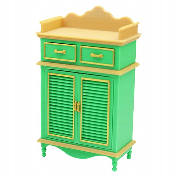 Miniatura mobile retro verde per scarpe in plastica per casa delle bambole 1:12