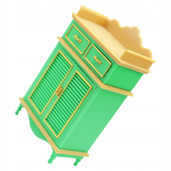 Miniatura mobile retro verde per scarpe in plastica per casa delle bambole 1:12