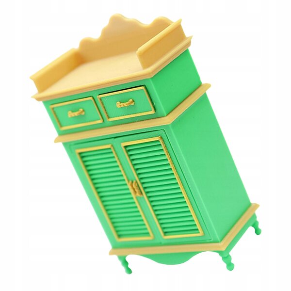 Miniatura mobile retro verde per scarpe in plastica per casa delle bambole 1:12
