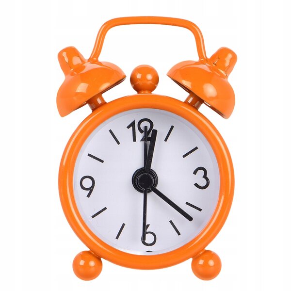 Mini orologio sveglia in metallo arancione per casa delle bambole 1:6