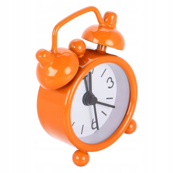 Mini orologio sveglia in metallo arancione per casa delle bambole 1:6