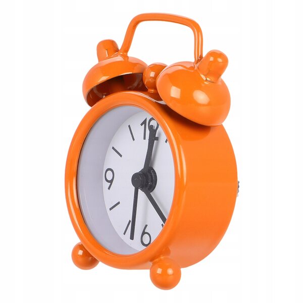 Mini orologio sveglia in metallo arancione per casa delle bambole 1:6