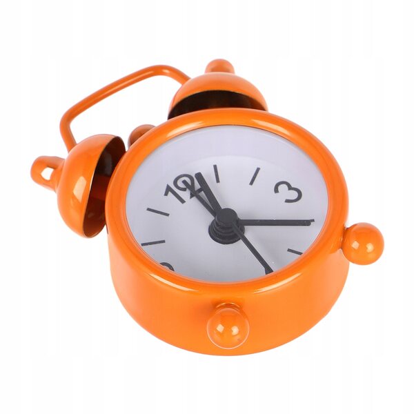 Mini orologio sveglia in metallo arancione per casa delle bambole 1:6