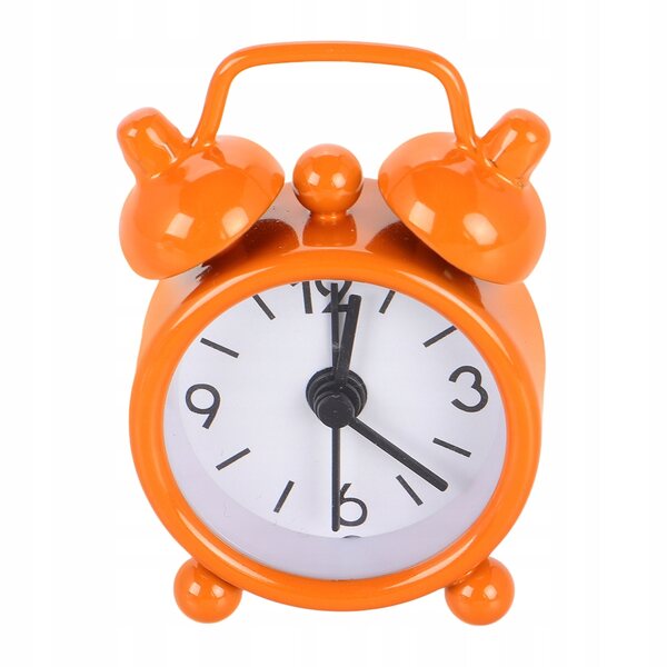 Mini orologio sveglia in metallo arancione per casa delle bambole 1:6