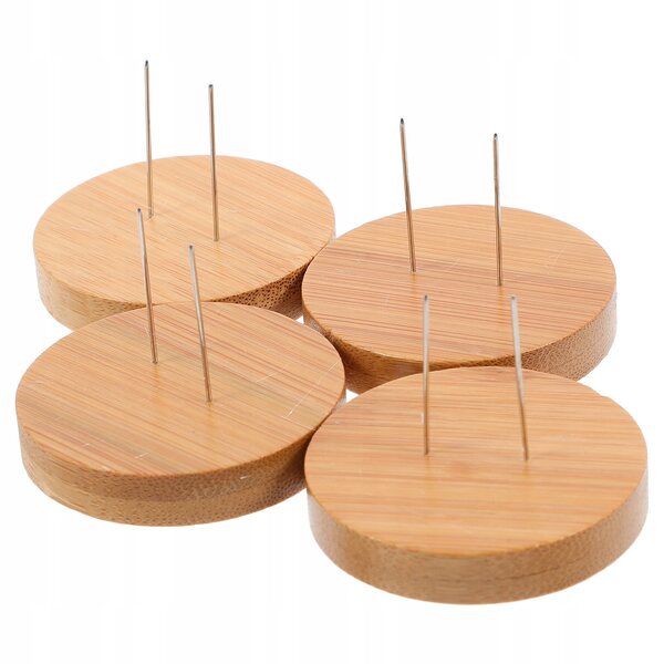 Set 4 Supporti in Legno per Bambole all'Uncinetto Beige Stabile ed Elegante