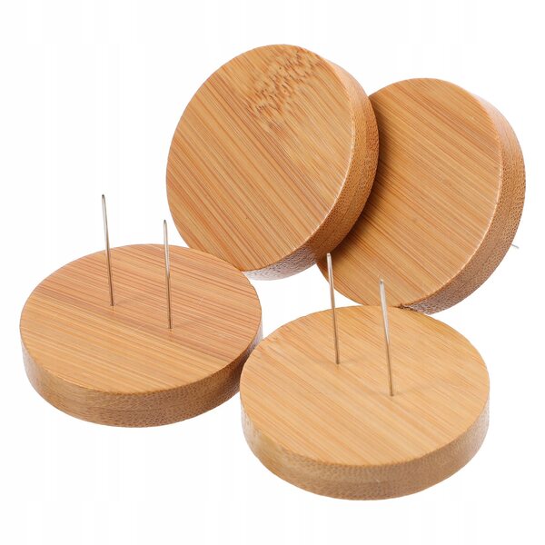 Set 4 Supporti in Legno per Bambole all'Uncinetto Beige Stabile ed Elegante