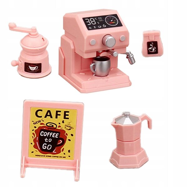 Macchina da caffè in miniatura rosa - giocattolo educativo per bambini 8+