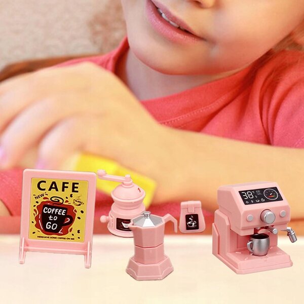 Macchina da caffè in miniatura rosa - giocattolo educativo per bambini 8+