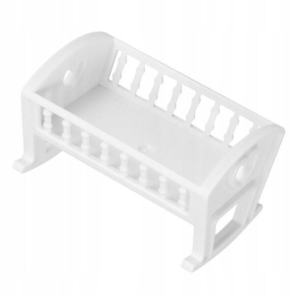 Mini letto bianco per casa delle bambole in ABS, decorazione delicata e realistica