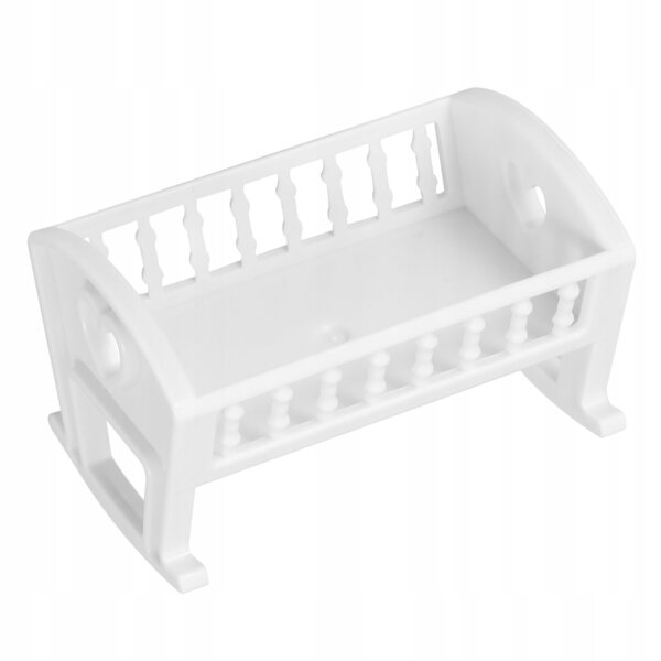 Mini letto bianco per casa delle bambole in ABS, decorazione delicata e realistica