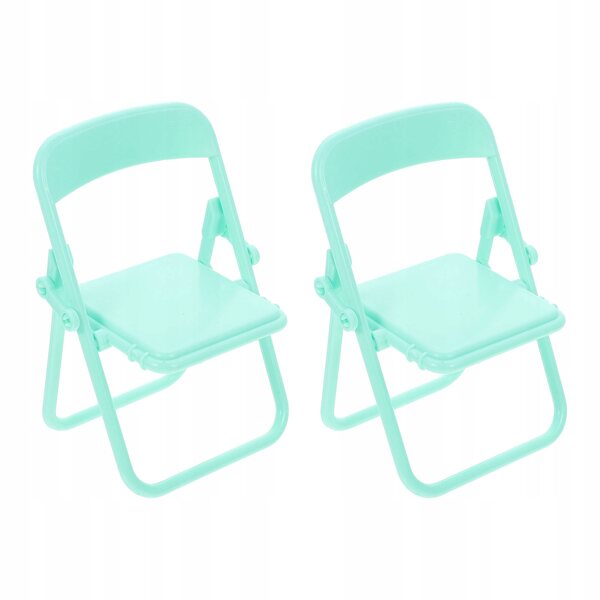Set 2 Mini Sedie in Plastica Verde per Decorazioni Miniature Casa