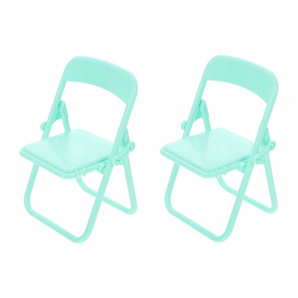 Set 2 Mini Sedie in Plastica Verde per Decorazioni Miniature Casa