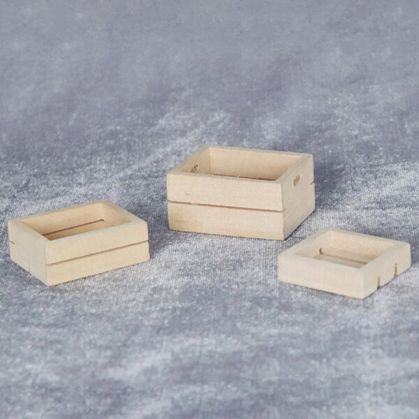 Set 3 Miniature Scatole in Legno per Cucina Casa delle Bambole 1:12