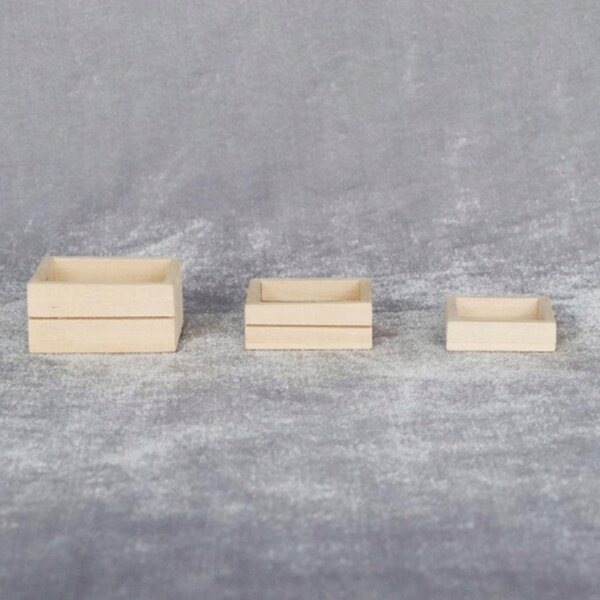 Set 3 Miniature Scatole in Legno per Cucina Casa delle Bambole 1:12